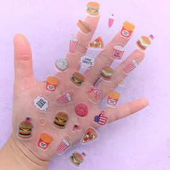 Fast Food Stickers | American Junk Food Stickers | Hamburger Pizza Donut French Fries Pancake Popcorn Soft Drink Sticker