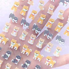 Kawaii Dog Stickers | Cute Planner Stickers | Mini Animal Seal Stickers | Akita Pet Embellishments | Scrapbook Supplies