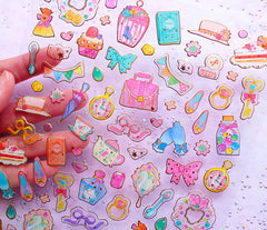 Vintage Tea Party Stickers | Kawaii Lolita Afternoon Tea Sticker | PVC Stickers for Resin Crafts