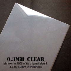 Shrinking Plastic Sheet | Shrinkable Plastic Film | Shrink Plastic | Tag & Charm Making | Papercraft Supplies | Transform from 0.3mm to 2mm in Thickness (2 Sheets / Clear / 20cm x 29cm)