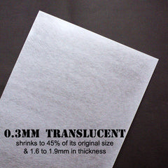 Shrinkable Plastic Sheet | Shrinking Plastic Film | Shrink Plastic | Brooch & Pendant Making | Kawaii Papercraft Supplies | Transform from 0.3mm to 2mm in Thickness (2 Sheets / Translucent / 20cm x 29cm)
