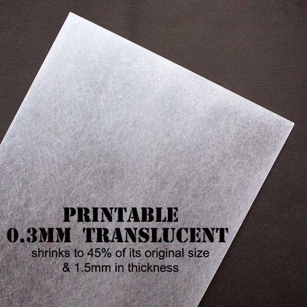 Shrink Jet Plastic Film | Printable Shrinking Plastic | Shrinkable InkJet Sheet | Embellishments & Earrings Making | Creative Papercraft | Transform from 0.3mm to 1.5mm in Thickness (2 Sheets / Translucent / 20cm x 30cm)