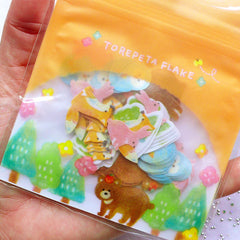 Animal Sticker Flakes in Pastel Colors | Kawaii Diary Stickers | Planner Supplies | Torepeta Flake (Rabbit Bear Pengiun Fox Forrest Tree / 5 Designs / 100 Pieces)