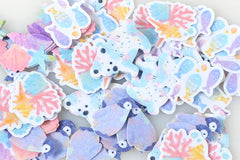 Marine Life & Arctic Animal Sticker Flakes | Pastel Kei Planner Sticker in Watercolor Style | Diary Decoration | Kawaii Papercraft | Torepeta Flake (Penguin Polar Bear Seashell Fish Coral / 5 Designs / 100 Pieces)