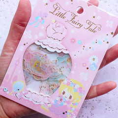 Pastel Princess Sticker Flakes | Translucent Little Fairy Tale Stickers | Fairy Kei Diary Deco Stickers | Planner Supplies | Fairytale Scrapbook (Animal Flower Perfume Bottle / 6 Designs / 36 Pieces)