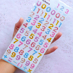 Number Stickers in Leopard Pattern | Cute Sticker with Crystal Resin Coating | Phone Decoration | Card Making & Scrapbook Supplies (1 Sheet)