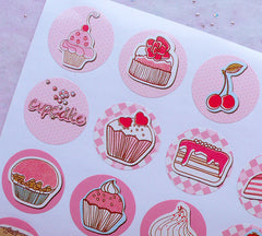 CLEARANCE Cupcake Seal Stickers | Kawaii Sweets Sticker for Bakery Packaging | Cupcake Party Decoration | Etsy Shop Supplies (32pcs)