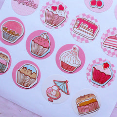 CLEARANCE Cupcake Seal Stickers | Kawaii Sweets Sticker for Bakery Packaging | Cupcake Party Decoration | Etsy Shop Supplies (32pcs)