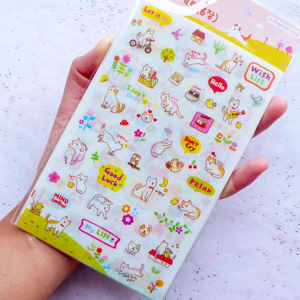 Kitty Cat Stickers | Kawaii Korean Sticker | Cute Animal Planner Stick ...