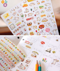 Kitty Cat Stickers | Kawaii Korean Sticker | Cute Animal Planner Sticker | Diary Deco Sticker | Filofax Decoration | Erin Condren Supplies (6 Sheets)
