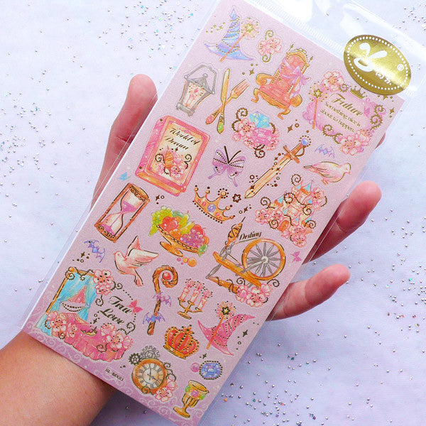 Fairy Tale Princess Stickers with Gold Foil | Dreamy Fairytale Sticker ...