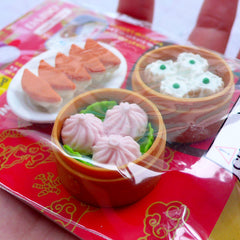 Chinese Dim Sum Erasers | Oriental Cuisine Erasers | Asian Food Eraser | Japanese Puzzle Erasers | Kawaii Stationery Supplies (Fried Dumpling, Shumai, Xiao Long Bao / 3pcs)