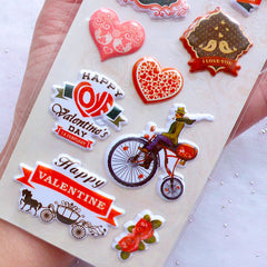 Valentine Stickers | Puffy Heart Stickers | Love Stickers | Happy Valentine's Day Decoration | Stationery & Papercraft Supplies