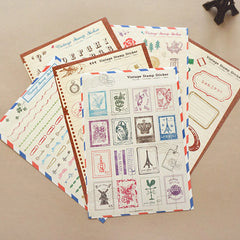 Vintage Stamp Sticker by Ladmaid | Antique Style Stickers | Korean Planner Stickers | Diary Deco Stickers | Seal Stickers | Papercraft | Scrapbook Supplies (6 Sheets / Alphabet Number Stamp Label, etc)