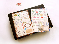 Vintage Stamp Sticker by Ladmaid | Antique Style Stickers | Korean Planner Stickers | Diary Deco Stickers | Seal Stickers | Papercraft | Scrapbook Supplies (6 Sheets / Alphabet Number Stamp Label, etc)