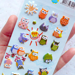 Puffy Owl Stickers | Bird Stickers | Animal Embellishments | Scrapbooking | Card Making | Home Decoration