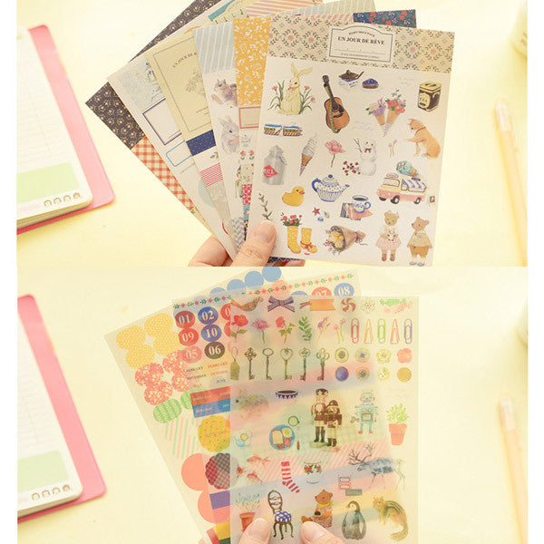 CLEARANCE Diary Deco Pack Version 5 by Iconic | Kawaii Planner Stickers | Korean Stickers | Home Decor | Scrapbooking | Papercraft | Card Making | Packaging Decoration | Seal Stickers (9 Sheets / Animal Floral Vintage)