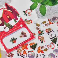 CLEARANCE Christmas Sticker Flakes | Card Making | Party Decoration | Planner Deco Stickers | PVC Translucent Stickers (10 Designs / 50 Pieces / Santa Claus Snow Globe Reindeer Christmas Bells Christmas Tree Ornaments)