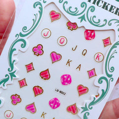 Nail Deco Stickers | Poker Stickers | Playing Card Suits Stickers | Casino Stickers | Las Vegas Nail Art | Nail Decoration (Spade Heart Diamond Club)