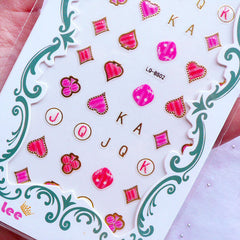 Nail Deco Stickers | Poker Stickers | Playing Card Suits Stickers | Casino Stickers | Las Vegas Nail Art | Nail Decoration (Spade Heart Diamond Club)