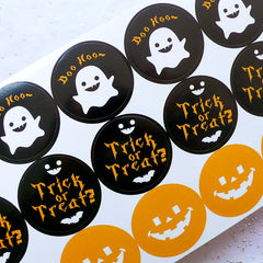 Halloween Stickers | Pumpkin Seal Stickers | Trick or Treat Stickers | Kawaii Ghost Stickers | Favor Decoration | Gift Packaging | Party Supplies (2 Sheets / 36pcs)