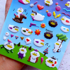 CLEARANCE Cloud Duck Puffy Stickers | Kawaii Korean Sticker | Card Making | Home Decoration | Cute Embellishments | Stationery & Scrapbooking Supplies (1 Sheet)