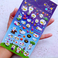 CLEARANCE Cloud Duck Puffy Stickers | Kawaii Korean Sticker | Card Making | Home Decoration | Cute Embellishments | Stationery & Scrapbooking Supplies (1 Sheet)