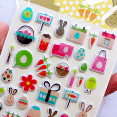 CLEARANCE Easter Puffy Stickers | Rabbit Stickers | Bunny Stickers | Easter Egg Stickers | Easter Embellishments & Scrapbooking | Kawaii Stationery Supplies | Easter Party Decoration (1 Sheet)