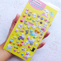 Lady Cat Puffy Stickers | Korean Stickers | Kittie Kitten Kitty Sticker | Animal Pet Stickers | Kawaii Home Decor | Planner Decoration | Cute Stationery (1 Sheet)