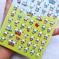 Kawaii Panda Puffy Stickers | Animal Embellishments | Cute Korean Stickers | Home Decor | Baby Shower Decoration | Scrapbooking & Stationery Supplies (1 Sheet)