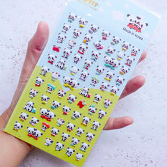 Kawaii Panda Puffy Stickers | Animal Embellishments | Cute Korean Stickers | Home Decor | Baby Shower Decoration | Scrapbooking & Stationery Supplies (1 Sheet)