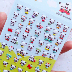 Kawaii Panda Puffy Stickers | Animal Embellishments | Cute Korean Stickers | Home Decor | Baby Shower Decoration | Scrapbooking & Stationery Supplies (1 Sheet)