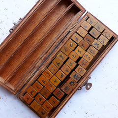Vintage Alphabet Stamp Set / Wood Rubber Stamp /Clay Stamp /Box upperc –  DokkiDesign