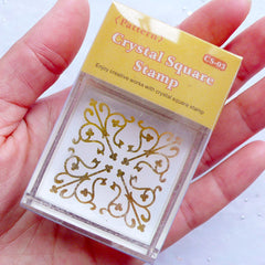 Filigree Rubber Stamp | Decorative Stamp with Lace Pattern | Crystal Square Stamp | Zakka Stamp Supplies | Card Decoration | Scrapbook | Stationery | Papercraft