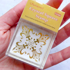 Fleur De Lis Square Stamp | Decorative Rubber Stamp | Filigree Lace Stamp | Zakka Craft Supplies | Wedding Scrapbook | Card Making | Papercraft | Stationery
