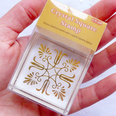 Decorative Rubber Stamp | Flower Lace Stamp | Flower Filigree Stamp | Crystal Square Stamp | Zakka Craft Supply | Wedding Card Making | Floral Scrapbooking | Paper Craft Supplies | Stationery