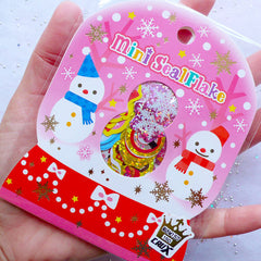 Iridescent Christmas Stickers | Assorted Mini Seal Flakes | Christmas Card Making | Holiday Scrapbook | Party Decoration (11 Designs / 71 Pieces / Snowman Candy Jar Candy Stick Snow Globe Snowflakes Christmas Stocking)