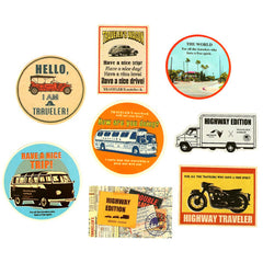 Vintage Travel Stickers (Highway Edition) by Nexco Central & Traveler's Notebook | Antique Vehicle Car Stickers | Scrapbooking Supplies | Planner Decoration | Journal Sticker | Luggage Stickers | Collage Art (8 Pieces)