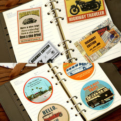 Vintage Travel Stickers (Highway Edition) by Nexco Central & Traveler's Notebook | Antique Vehicle Car Stickers | Scrapbooking Supplies | Planner Decoration | Journal Sticker | Luggage Stickers | Collage Art (8 Pieces)