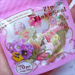 Vintage Floral Sticker Flakes | Shabby Chic Flower Label | Filofax Deco Stickers | Erin Condren Stickers | Kikki K Decoration | Life Planner Supplies | Scrapbook | Collage Art (7 Designs / 70pcs)
