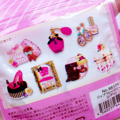 Fancy Princess Sticker Flakes | Pink Princess Item Sticker Sack | High Heel Perfume Bottle Earrings Cosmetic Furniture Nail Polish Chandeliers Stickers | Kikki K Stickers | Filofax Stickers | Erin Condren Stickers | Scrapbook Supplies (7 Designs / 70pcs)