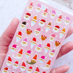Santa Claus Head Stickers | Christmas Card Decoration | Winter Holiday Sticker by Mind Wave | Planner Deco Sticker | Erin Condren Stickers | Kikki K Stickers | Filofax Stickers | Japanese Stationery Supplies