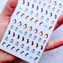 Tiny Penguin Stickers | Mini Animal Stickers | Korean Stickers | Life Planner Sticker | Journal Sticker | One Point Seal | Kawaii Resin Art | Scrapbook Embellishments
