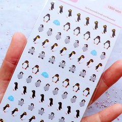 Tiny Penguin Stickers | Mini Animal Stickers | Korean Stickers | Life Planner Sticker | Journal Sticker | One Point Seal | Kawaii Resin Art | Scrapbook Embellishments