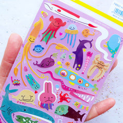 Marine Life Stickers by Mind Wave | Sea Creatures Stickers | Ocean Animal Label | Kawaii Stickers from Japan | Filoxfax Stickers | Erin Condren Stickers | Kikki K Stickers | Card Decoration | Diary Deco Sticker