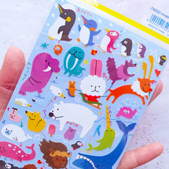 Arctic Animals Stickers by Mind Wave | Antarctica Animal Label | Polar Region Animal Seal Stickers | Kawaii Stationery from Japan | Kikki K Stickers | Filoxfax Stickers | Erin Condren Stickers | Journal Deco Sticker | Scrapbook Embellishments