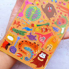 Tropical Forest Animal Stickers by Mind Wave | Rainforest Animal Label | Exotic Animal Seal Stickers | Kawaii Japanese Sticker Supplies | Erin Condren Stickers | Kikki K Stickers | Filoxfax Stickers | Planner Decoration | Card Making