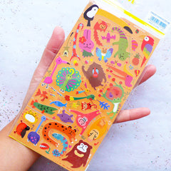 Tropical Forest Animal Stickers by Mind Wave | Rainforest Animal Label | Exotic Animal Seal Stickers | Kawaii Japanese Sticker Supplies | Erin Condren Stickers | Kikki K Stickers | Filoxfax Stickers | Planner Decoration | Card Making