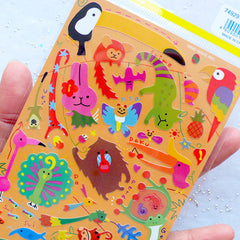 Tropical Forest Animal Stickers by Mind Wave | Rainforest Animal Label | Exotic Animal Seal Stickers | Kawaii Japanese Sticker Supplies | Erin Condren Stickers | Kikki K Stickers | Filoxfax Stickers | Planner Decoration | Card Making