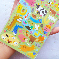 Farm Animal Stickers by Mind Wave | Animal Seal Labels | Kawaii Planner Stickers | Filoxfax Stickers | Erin Condren Stickers | Kikki K Stickers | Alpaca Cow Pig Sheep Horse Chicken Duck Stickers